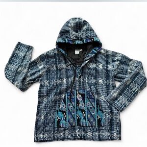 Blue Ikat embroidered hoodie